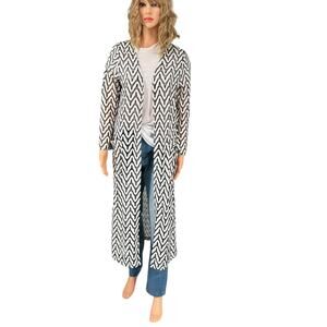 Jeff Gallano Paris Small Black and White Duster Open Cardigan Long Style